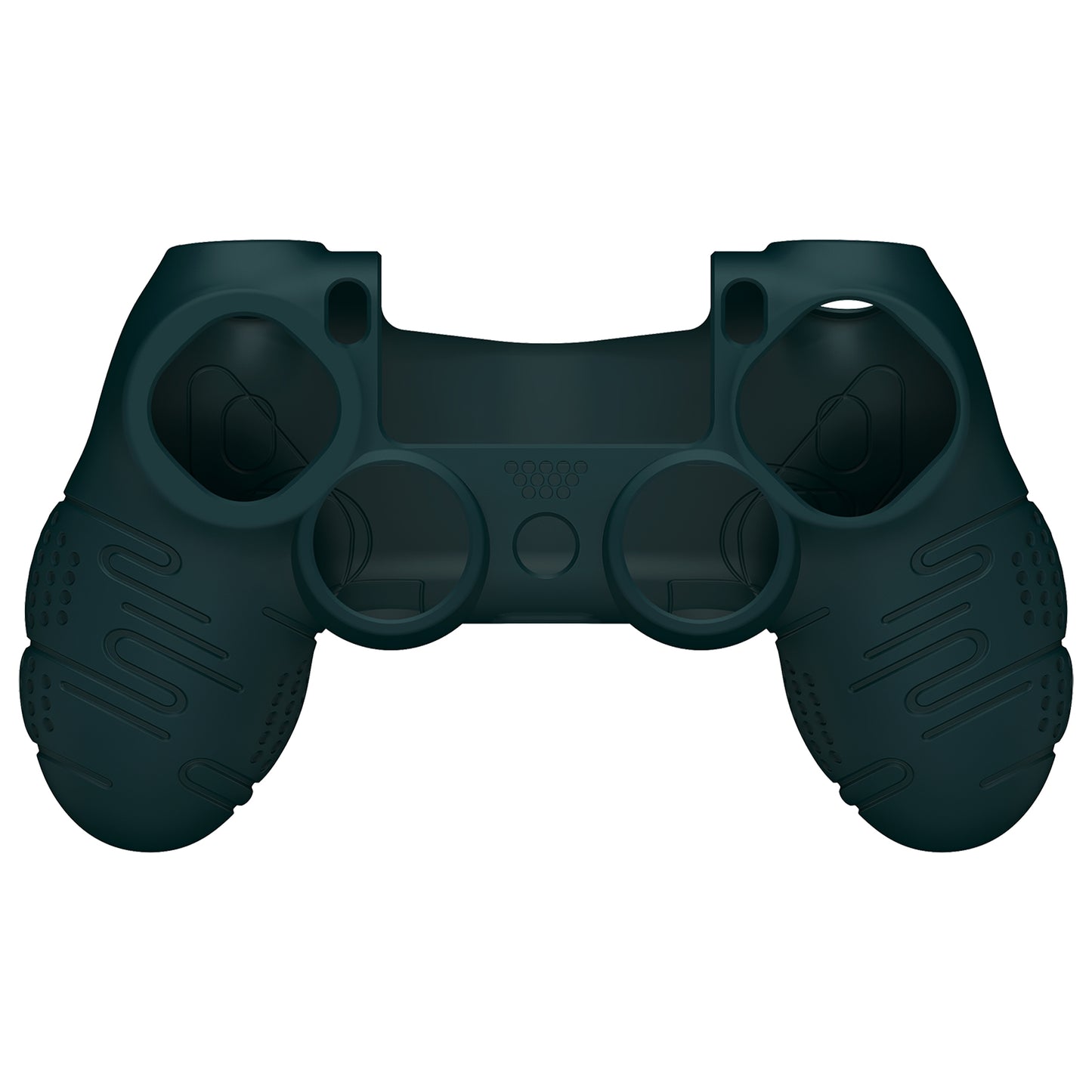PlayVital Line & Dot Silicone Cover Skin with Thumb Grip Caps for PS4 Slim Pro Controller - Racing Green