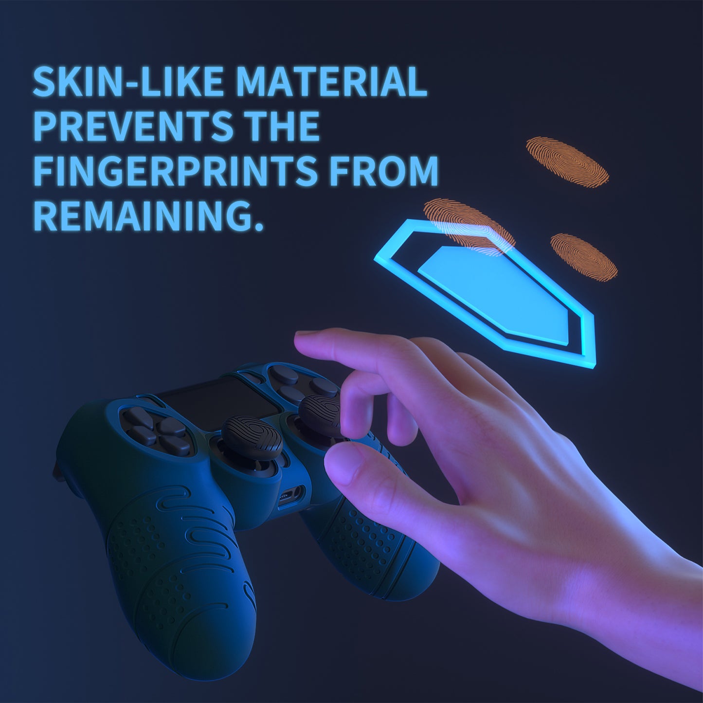 PlayVital Line & Dot Silicone Cover Skin with Thumb Grip Caps for PS4 Slim Pro Controller - Racing Green