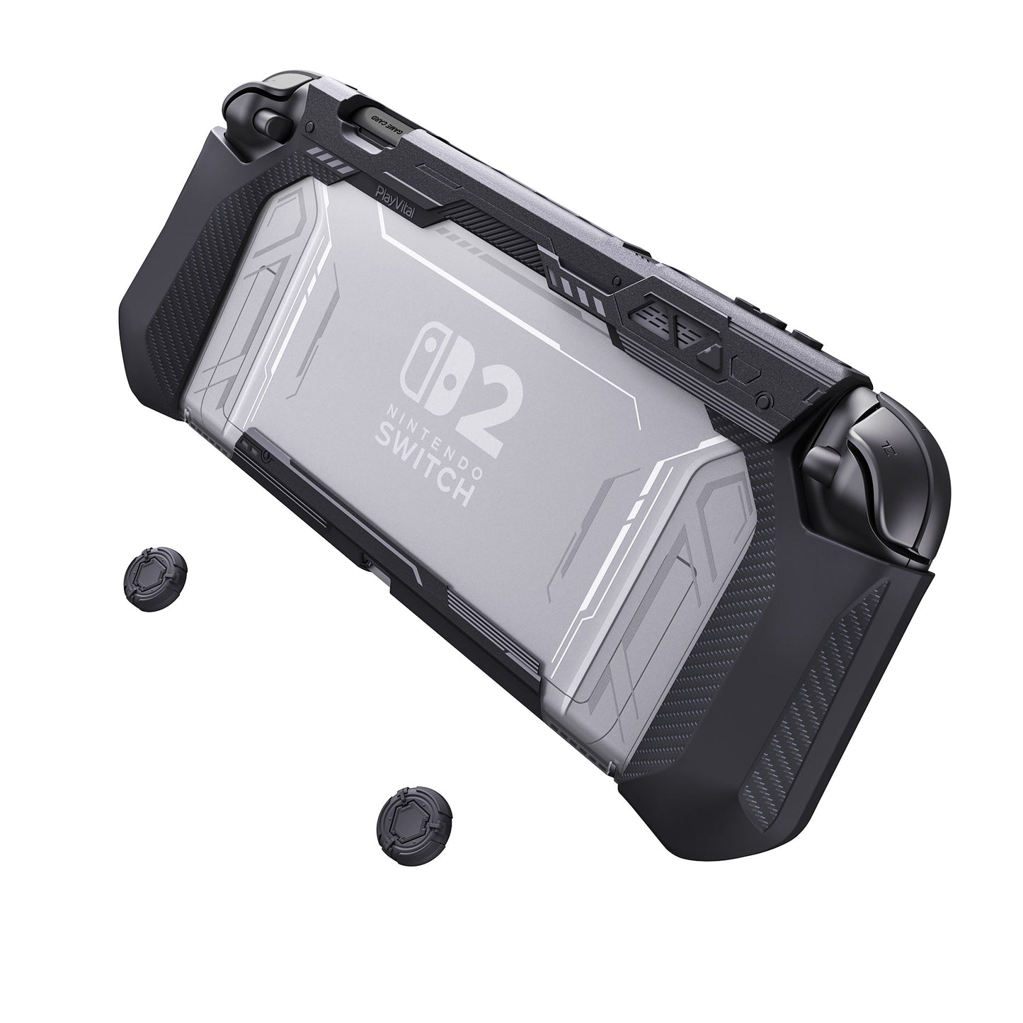 PlayVital METEOR Ergonomic Non-Slip TPU Protective Case with Thumb Grips for Nintendo Switch 2 - Black PlayVital