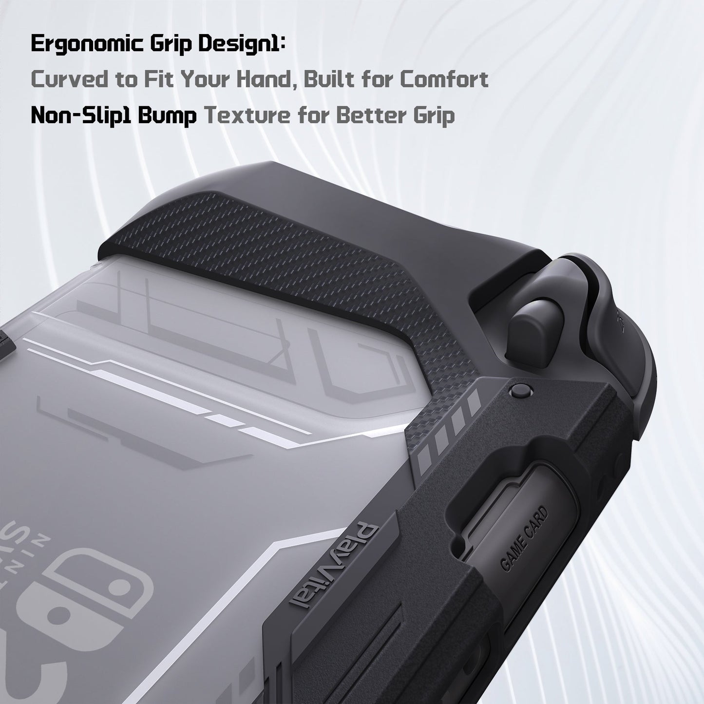 PlayVital METEOR Ergonomic Non-Slip TPU Protective Case with Thumb Grips for Nintendo Switch 2 - Black PlayVital