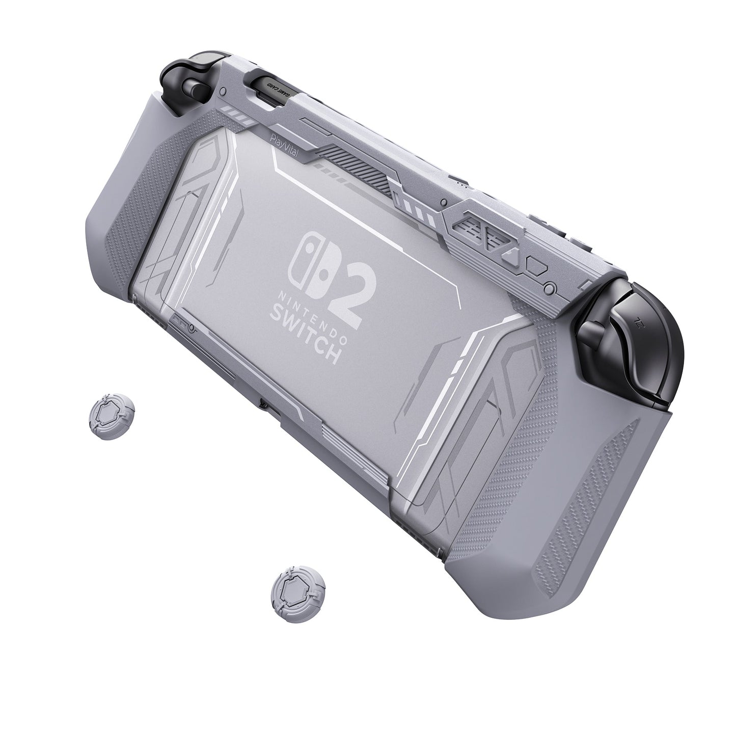 PlayVital METEOR Ergonomic Non-Slip TPU Protective Case with Thumb Grips for Nintendo Switch 2 - New Hope Gray PlayVital