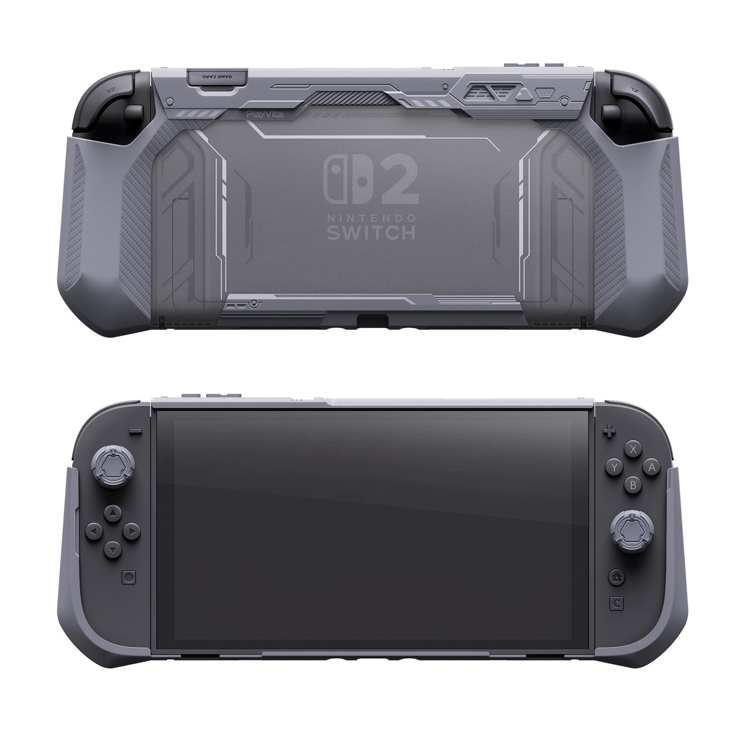 PlayVital METEOR Ergonomic Non-Slip TPU Protective Case with Thumb Grips for Nintendo Switch 2 - New Hope Gray PlayVital