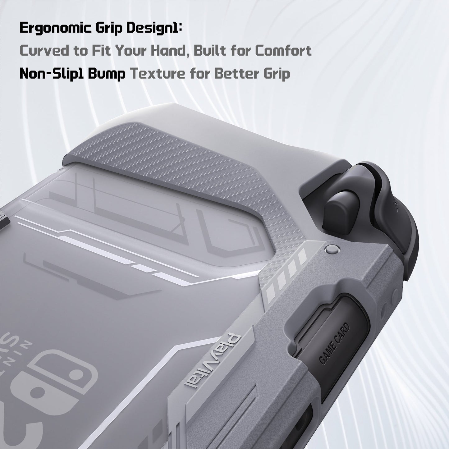 PlayVital METEOR Ergonomic Non-Slip TPU Protective Case with Thumb Grips for Nintendo Switch 2 - New Hope Gray PlayVital