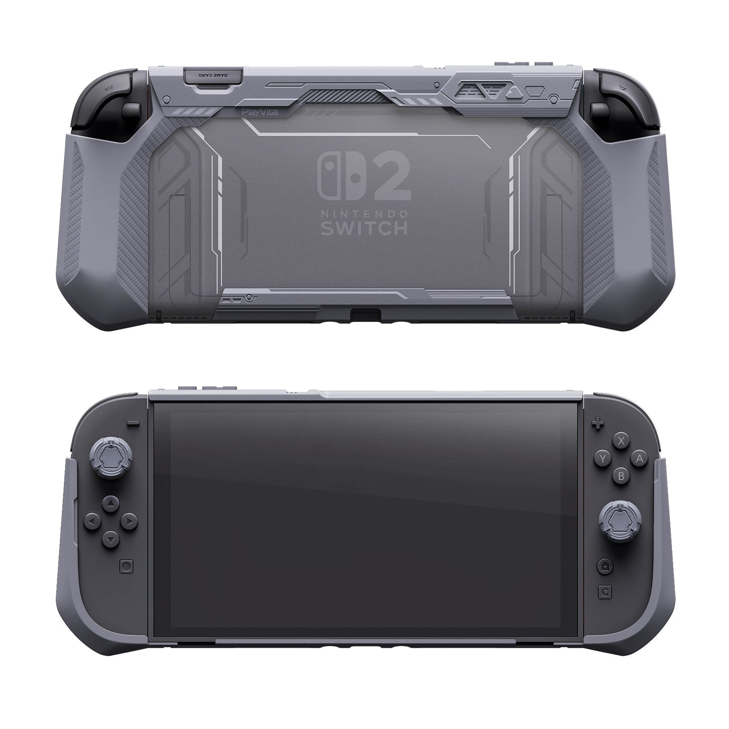 PlayVital METEOR Ergonomic Non-Slip TPU Protective Case with Thumb Grips for Nintendo Switch 2 - New Hope Gray PlayVital