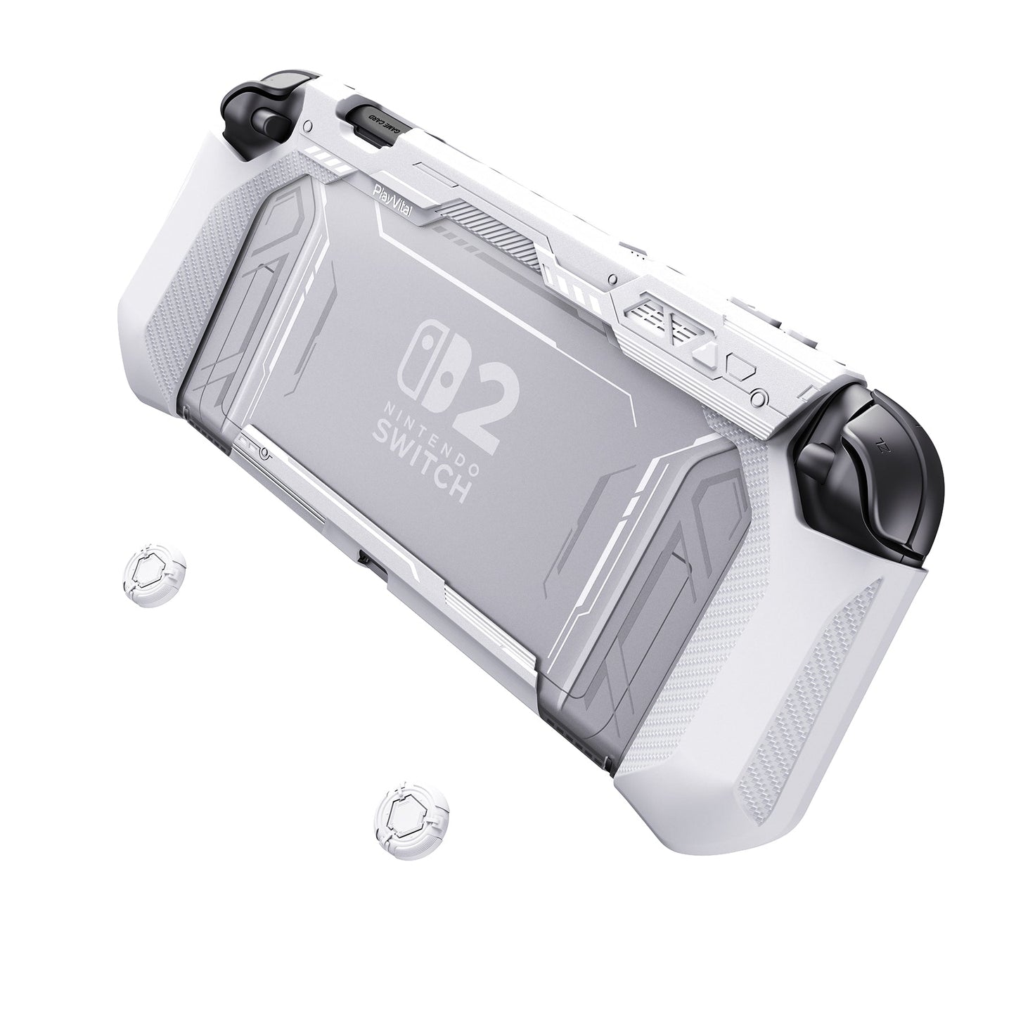 PlayVital METEOR Ergonomic Non-Slip TPU Protective Case with Thumb Grips for Nintendo Switch 2 - White PlayVital