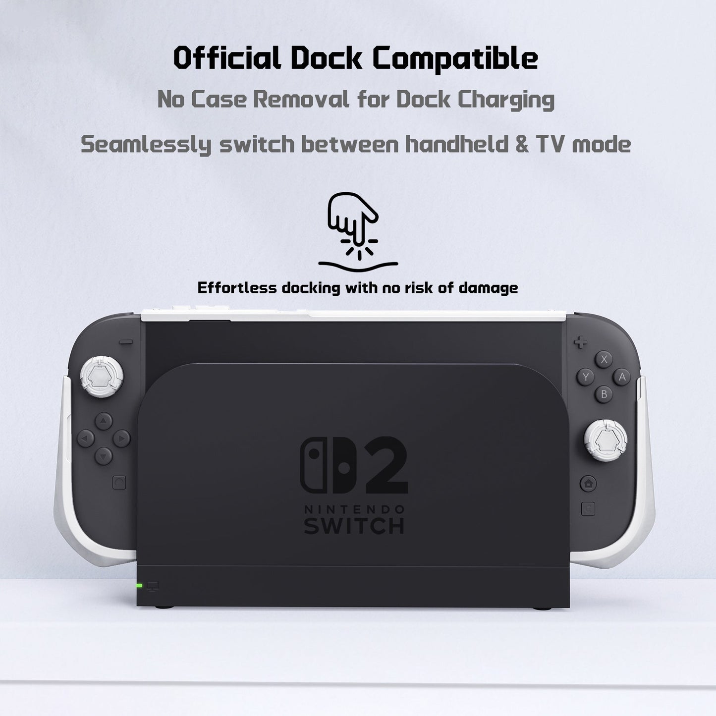 PlayVital METEOR Ergonomic Non-Slip TPU Protective Case with Thumb Grips for Nintendo Switch 2 - White PlayVital