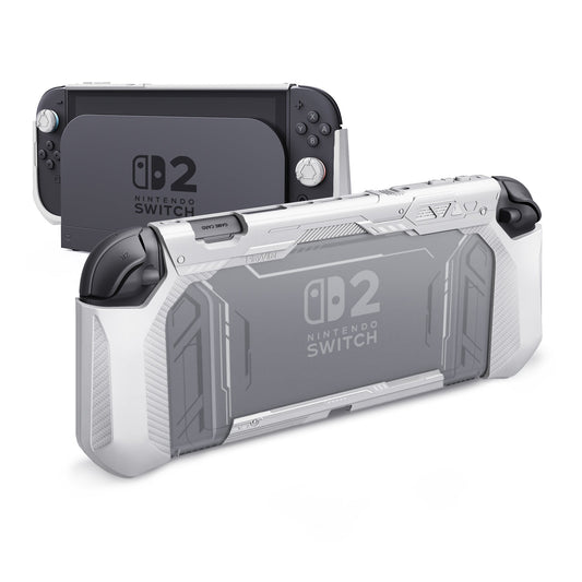 PlayVital METEOR Ergonomic Non-Slip TPU Protective Case with Thumb Grips for Nintendo Switch 2 - White PlayVital