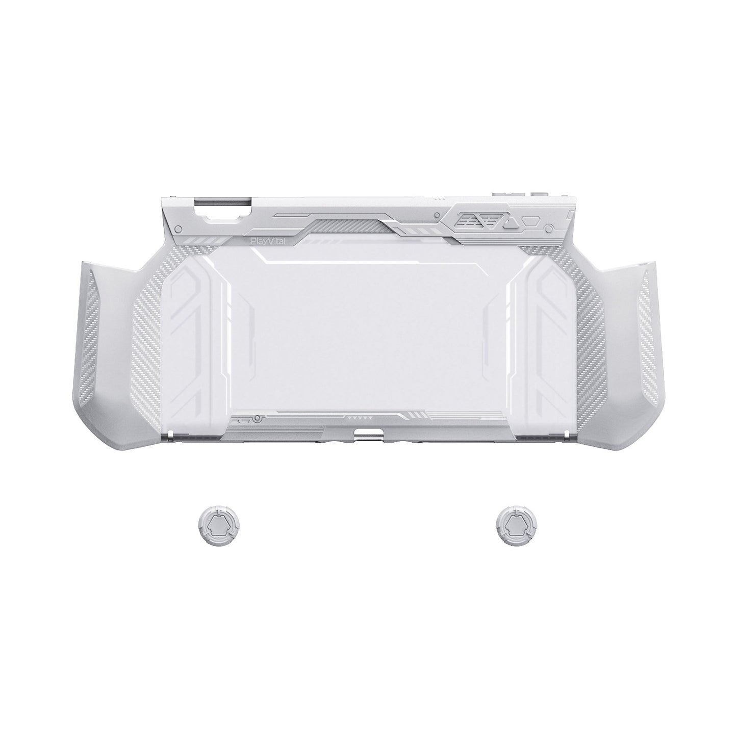 PlayVital METEOR Ergonomic Non-Slip TPU Protective Case with Thumb Grips for Nintendo Switch 2 - White PlayVital