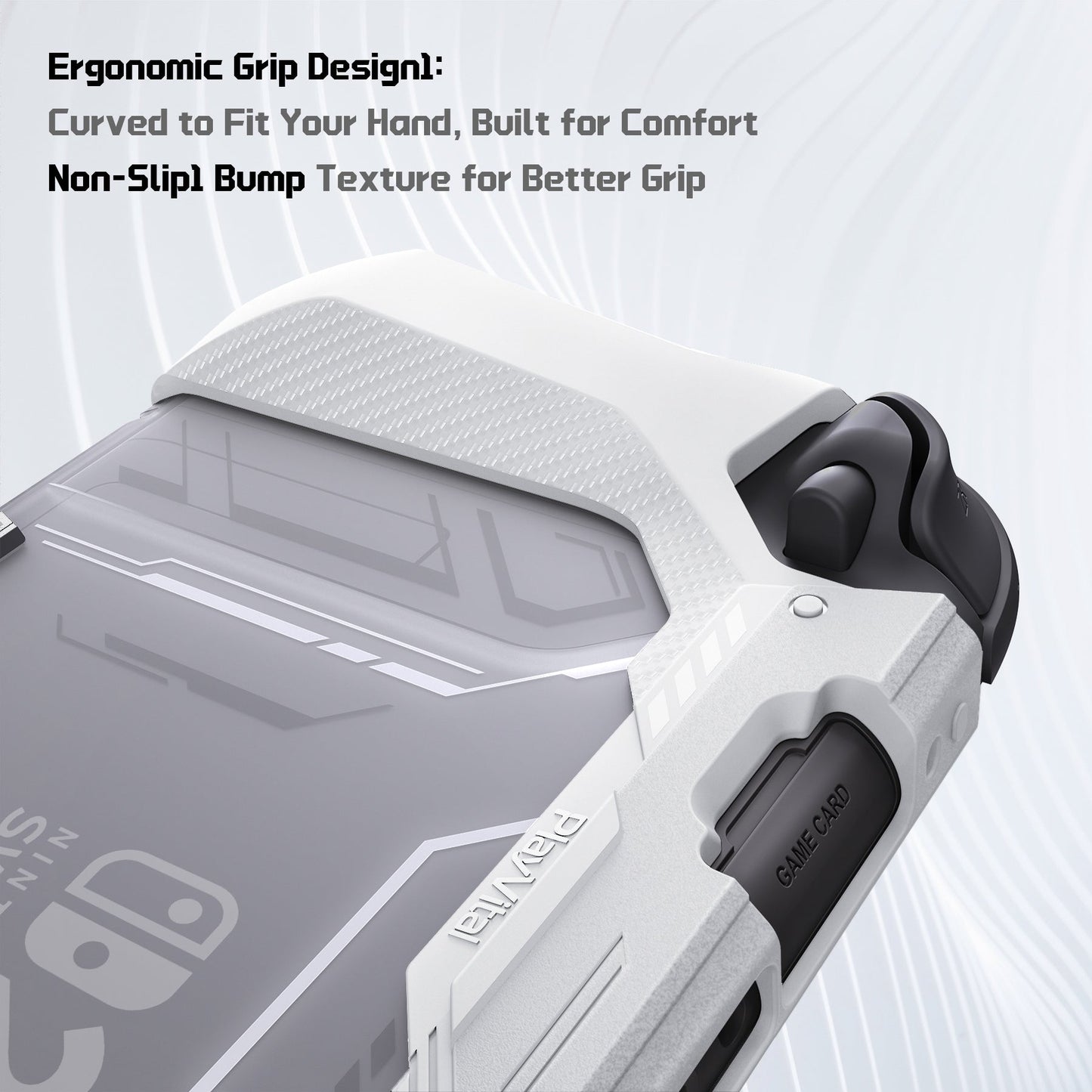 PlayVital METEOR Ergonomic Non-Slip TPU Protective Case with Thumb Grips for Nintendo Switch 2 - White PlayVital