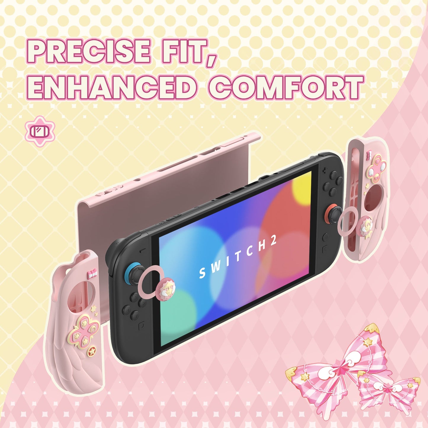 PlayVital Magic Wings Protective Case for Nintendo Switch 2 - Pink PlayVital