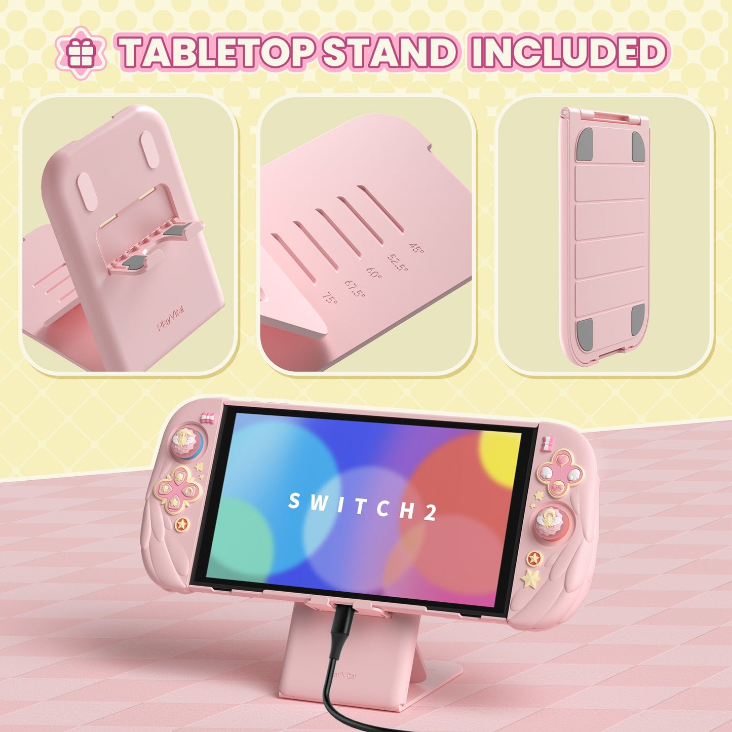 PlayVital Magic Wings Protective Case for Nintendo Switch 2 - Pink PlayVital