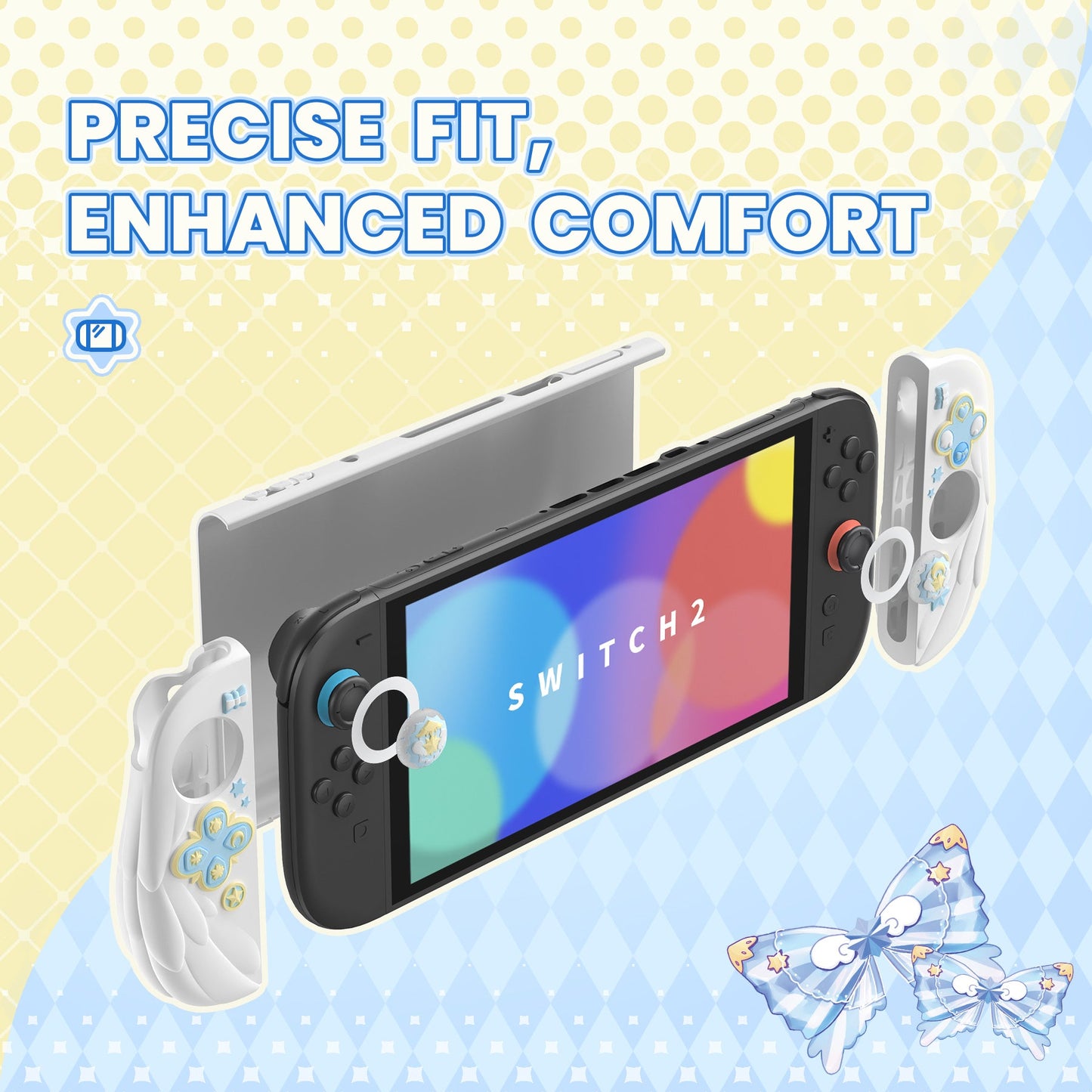 PlayVital Magic Wings Protective Case for Nintendo Switch 2 - White PlayVital