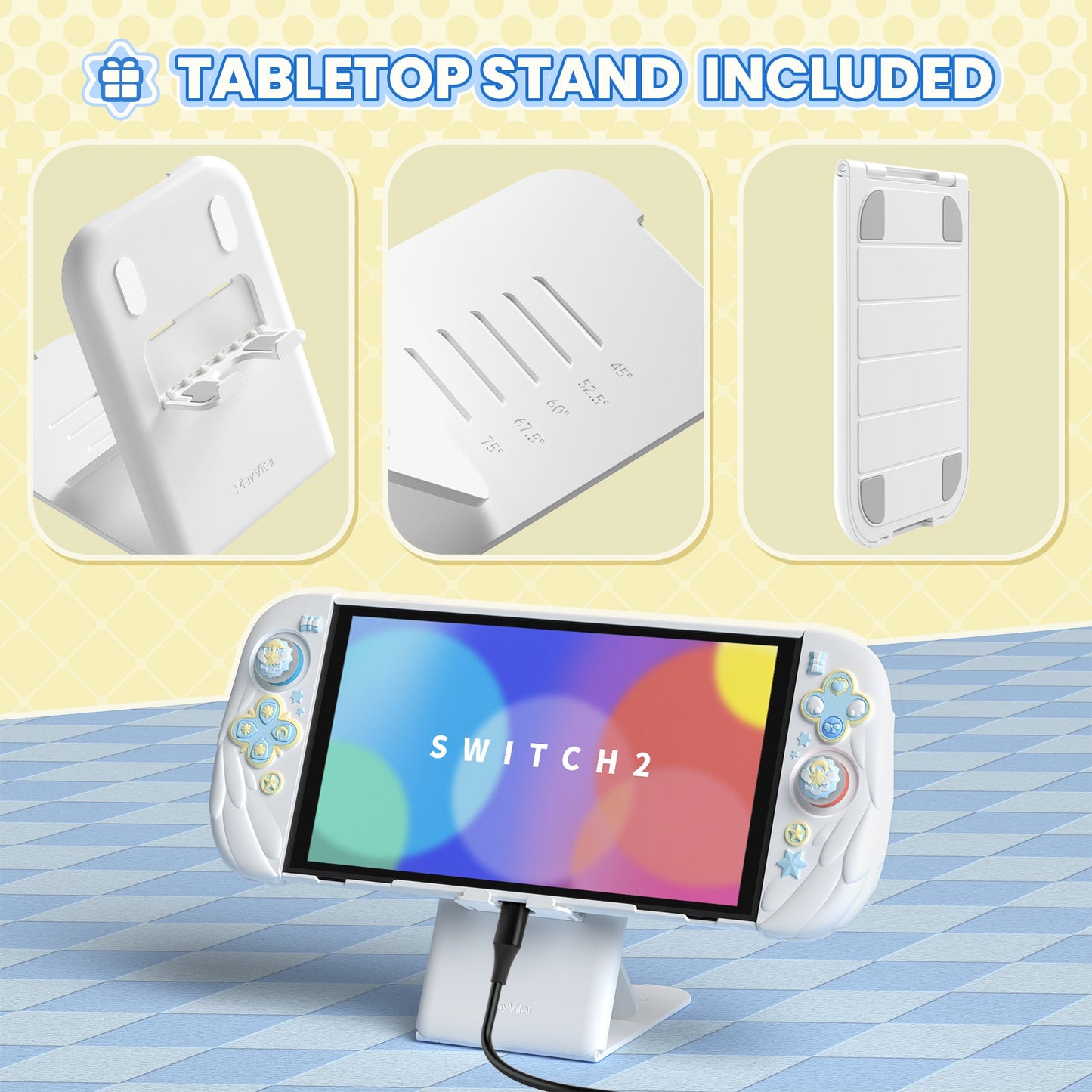 PlayVital Magic Wings Protective Case for Nintendo Switch 2 - White PlayVital
