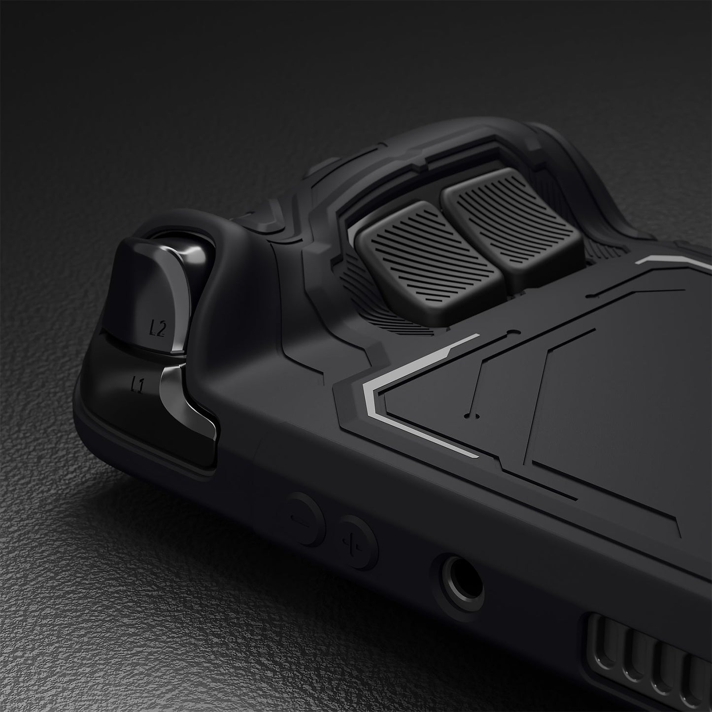 PlayVital Mecha Protective Case with Back Button Enhancement Set & Thumb Grips & Stickers for Steam Deck OLED & LCD - Black PlayVital