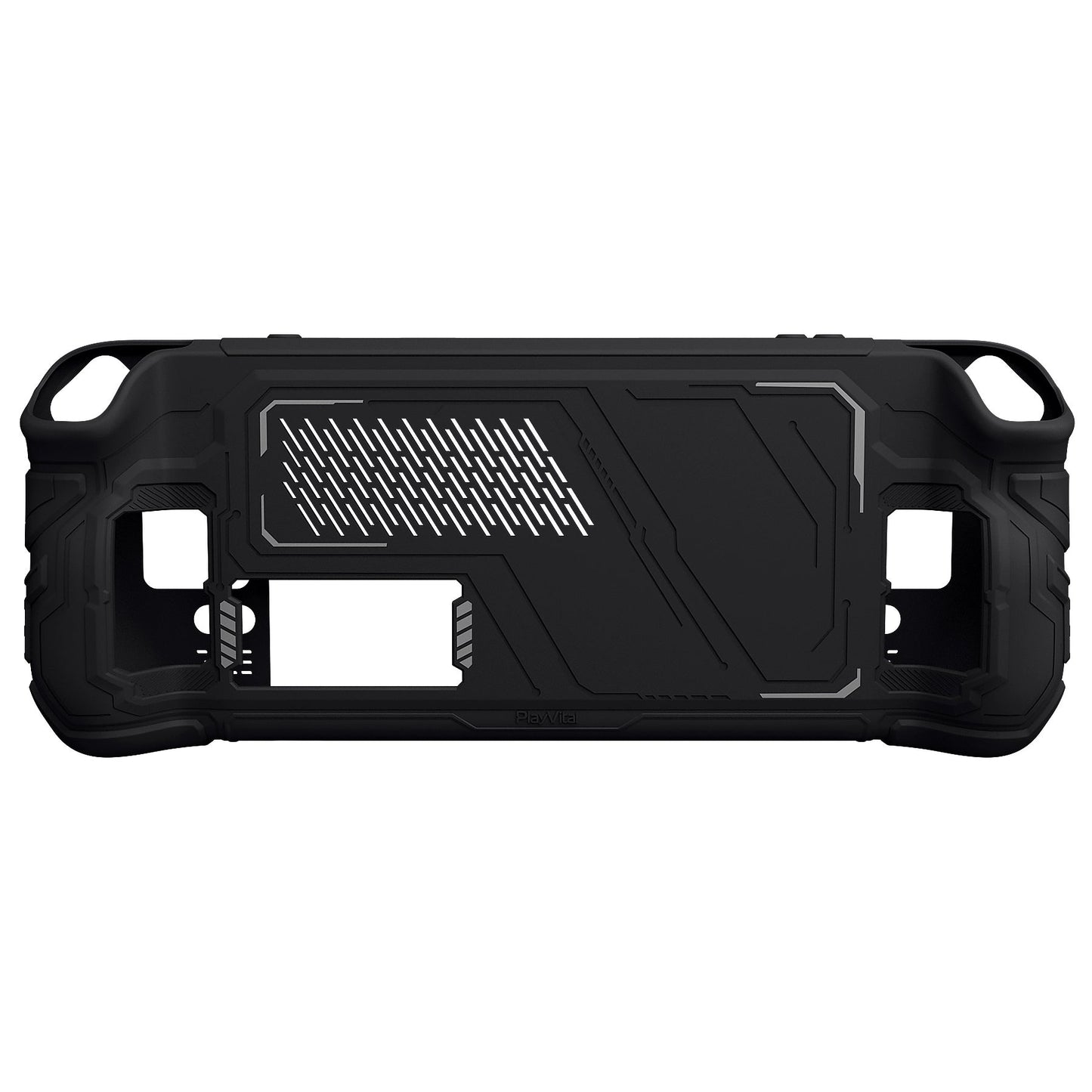 PlayVital Mecha Protective Case with Back Button Enhancement Set & Thumb Grips & Stickers for Steam Deck OLED & LCD - Black PlayVital