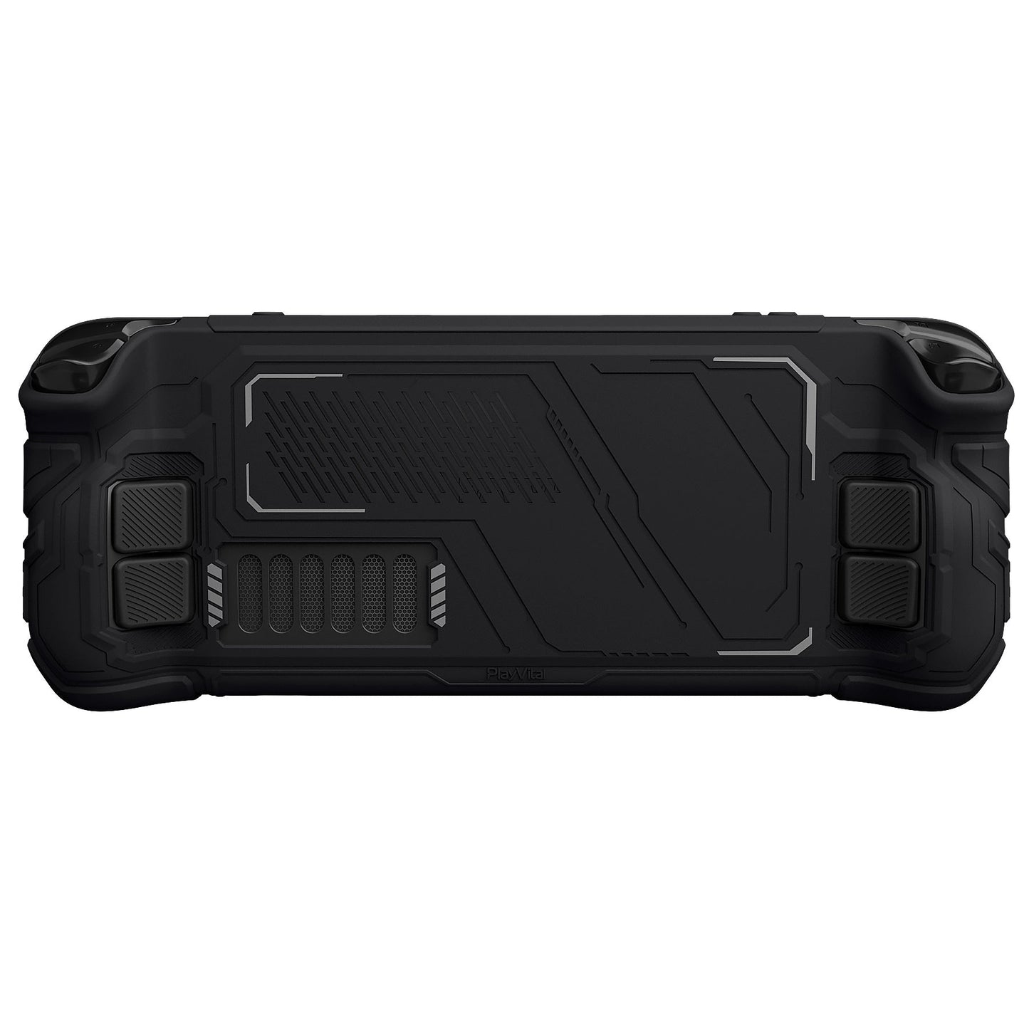 PlayVital Mecha Protective Case with Back Button Enhancement Set & Thumb Grips & Stickers for Steam Deck OLED & LCD - Black PlayVital