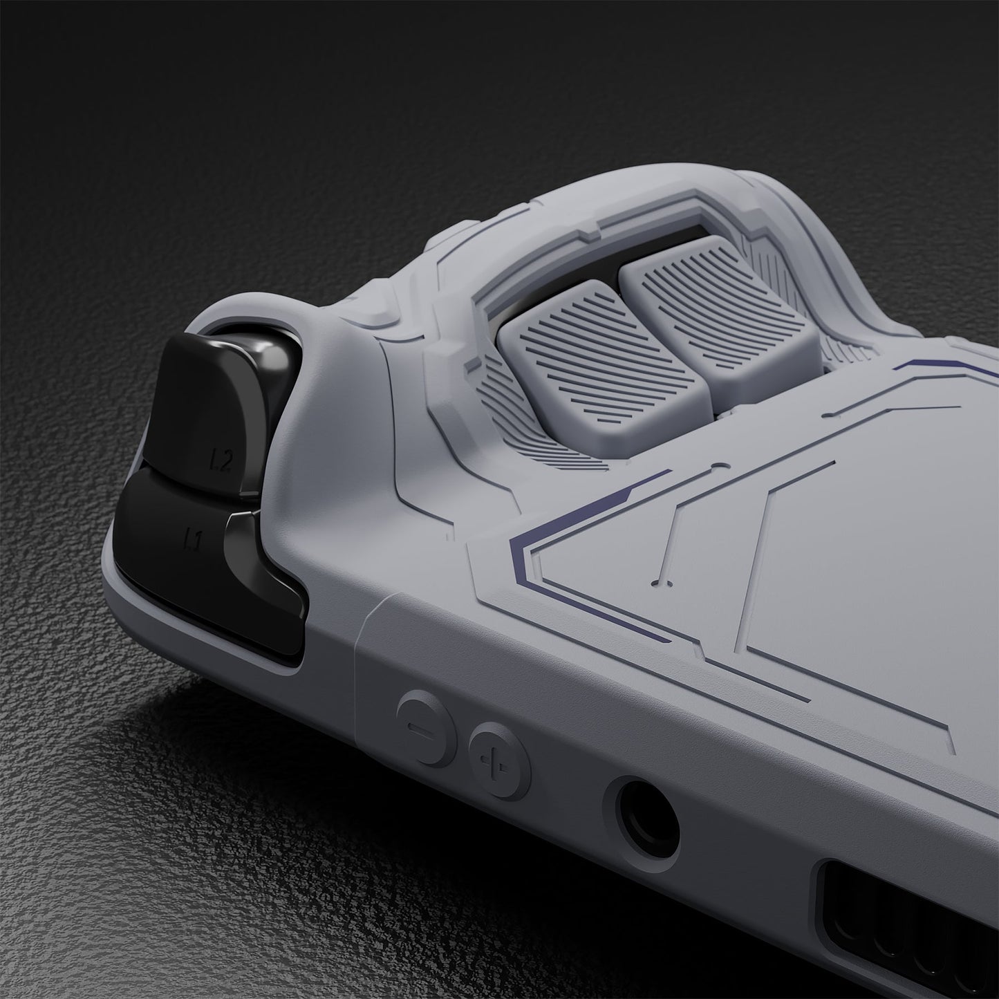 PlayVital Mecha Protective Case with Back Button Enhancement Set & Thumb Grips & Stickers for Steam Deck OLED & LCD - Gray PlayVital