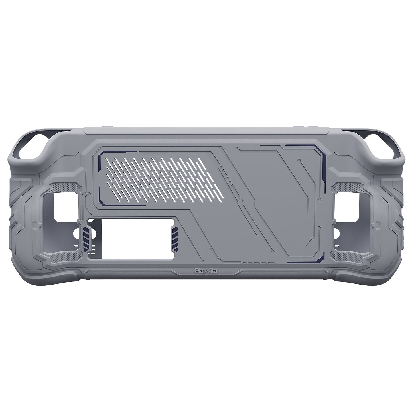 PlayVital Mecha Protective Case with Back Button Enhancement Set & Thumb Grips & Stickers for Steam Deck OLED & LCD - Gray PlayVital