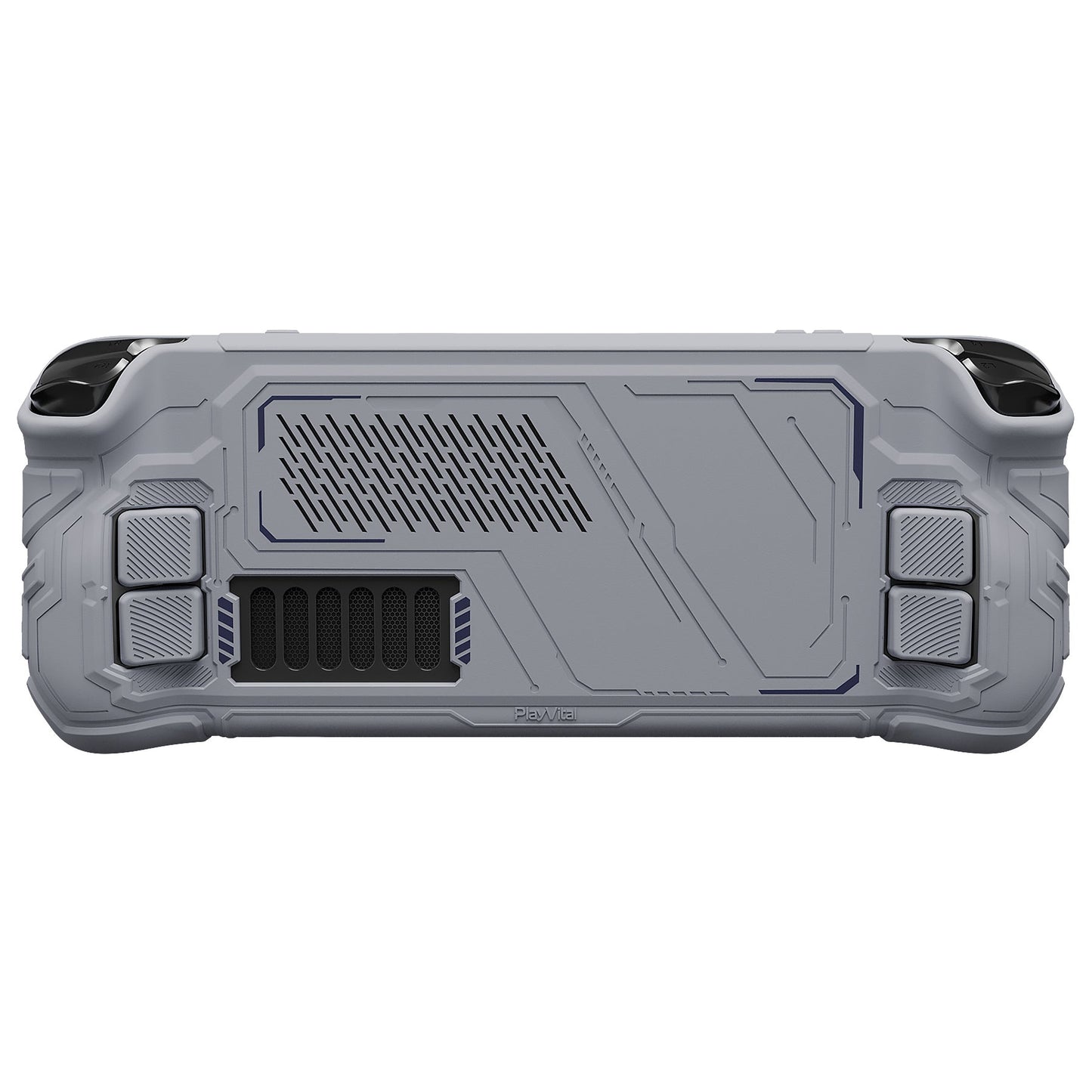 PlayVital Mecha Protective Case with Back Button Enhancement Set & Thumb Grips & Stickers for Steam Deck OLED & LCD - Gray PlayVital