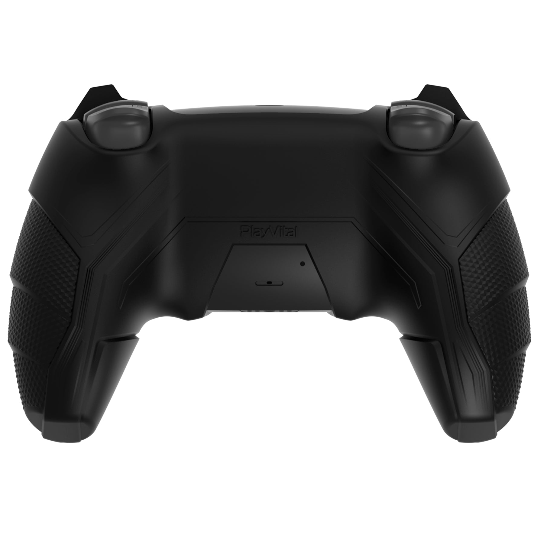 PlayVital Mecha Rhino Silicone Cover for PS5 Controller with Thumb Grips & Stickers, Compatible with Charging Station - Black & Caution Red PlayVital