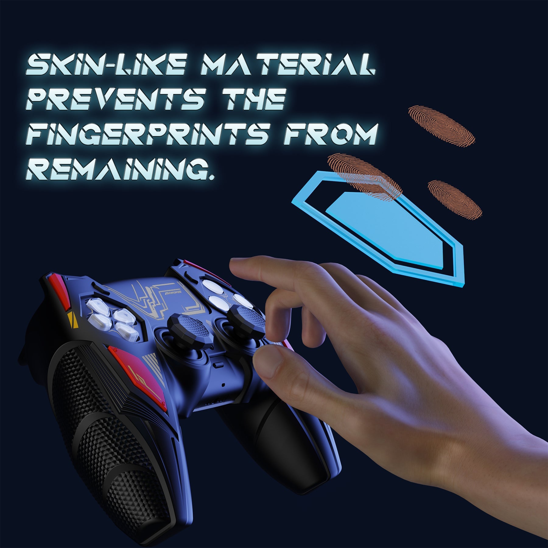 PlayVital Mecha Rhino Silicone Cover for PS5 Controller with Thumb Grips & Stickers, Compatible with Charging Station - Black & Caution Red PlayVital
