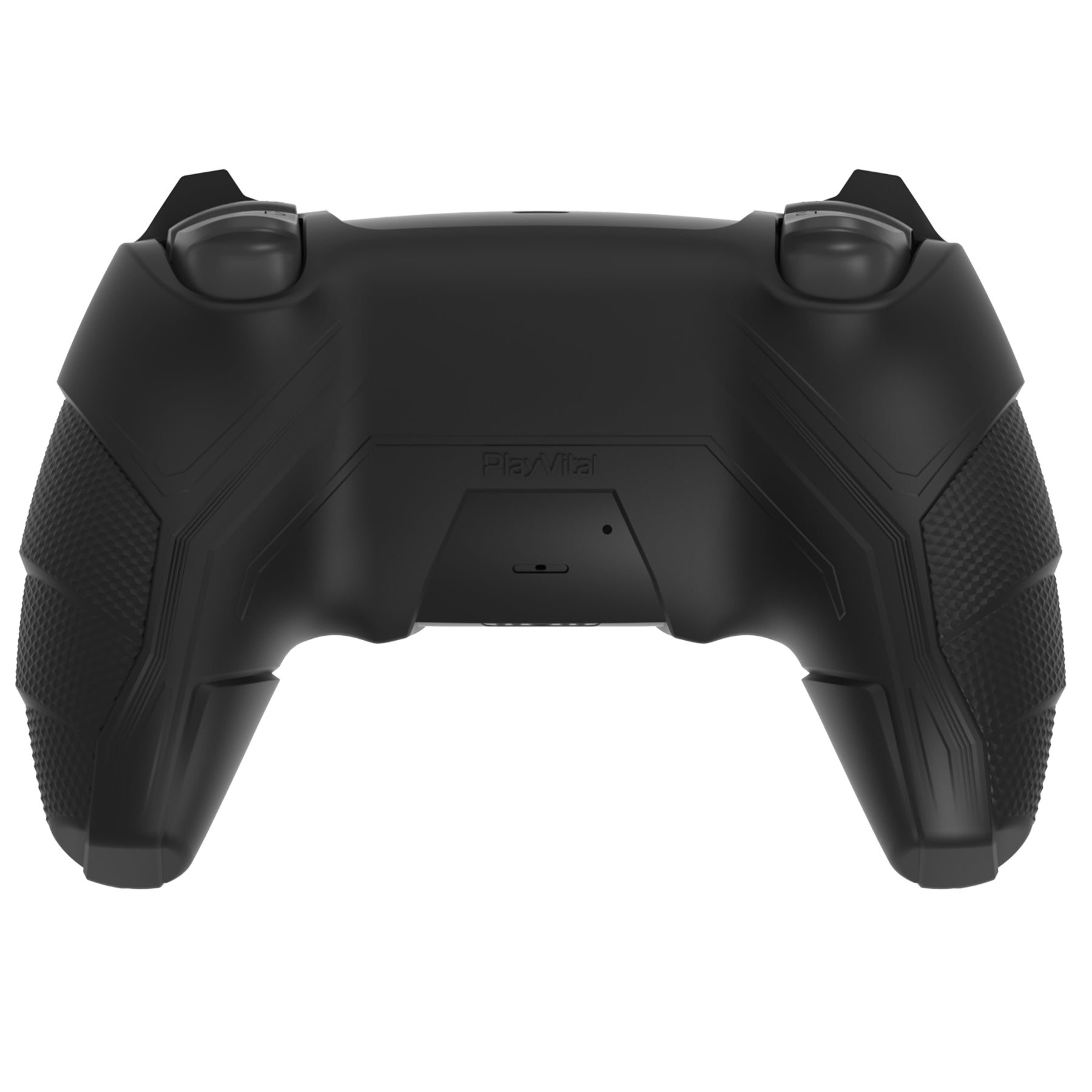 PlayVital Mecha Rhino Silicone Cover for PS5 Controller with Thumb Grips & Stickers, Compatible with Charging Station - Black & Green PlayVital