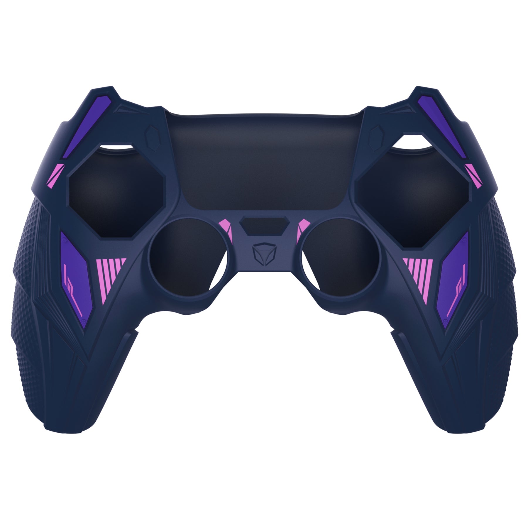 PlayVital Mecha Rhino Silicone Cover for PS5 Controller with Thumb Grips & Stickers, Compatible with Charging Station - Midnight Blue & Purple PlayVital
