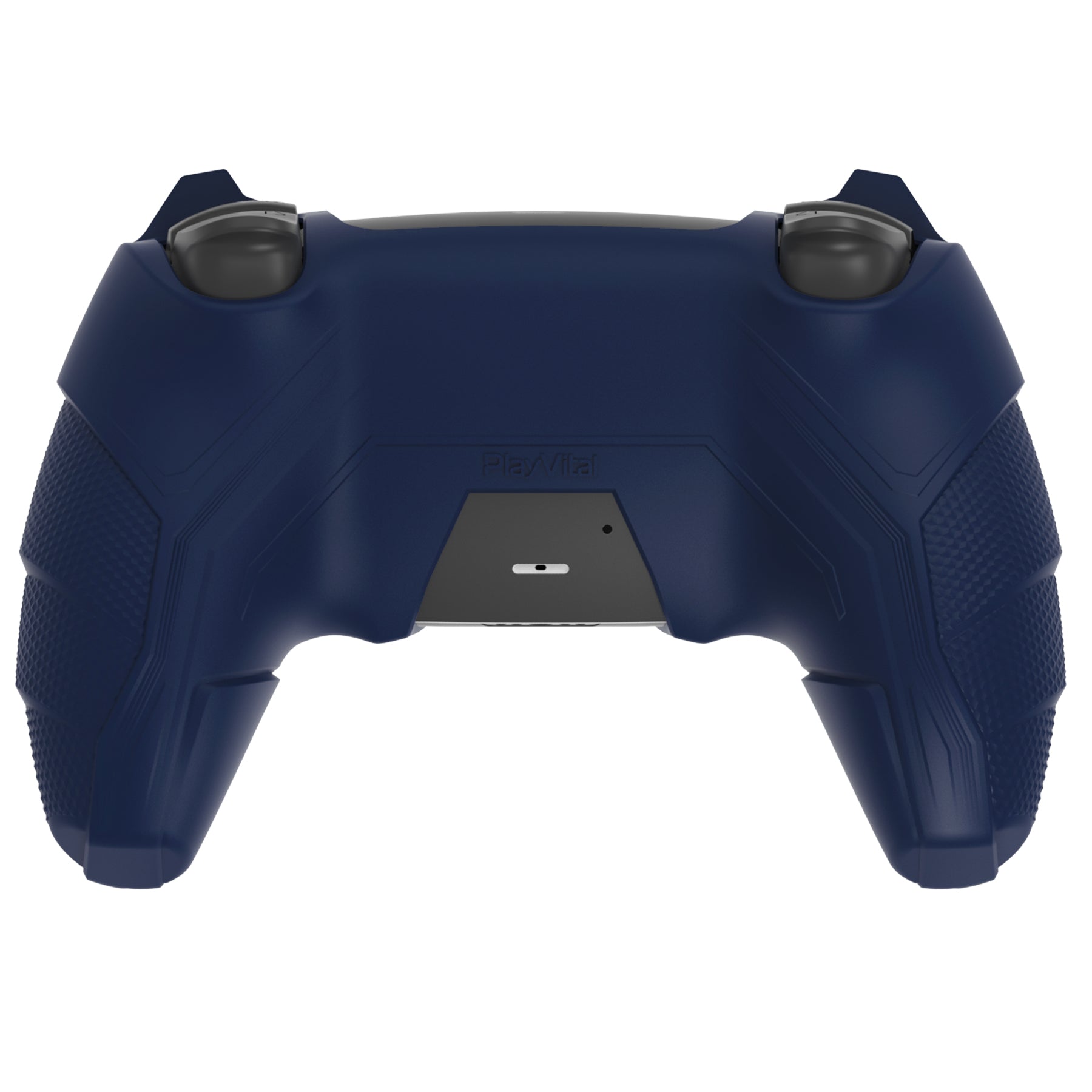 PlayVital Mecha Rhino Silicone Cover for PS5 Controller with Thumb Grips & Stickers, Compatible with Charging Station - Midnight Blue & Purple PlayVital