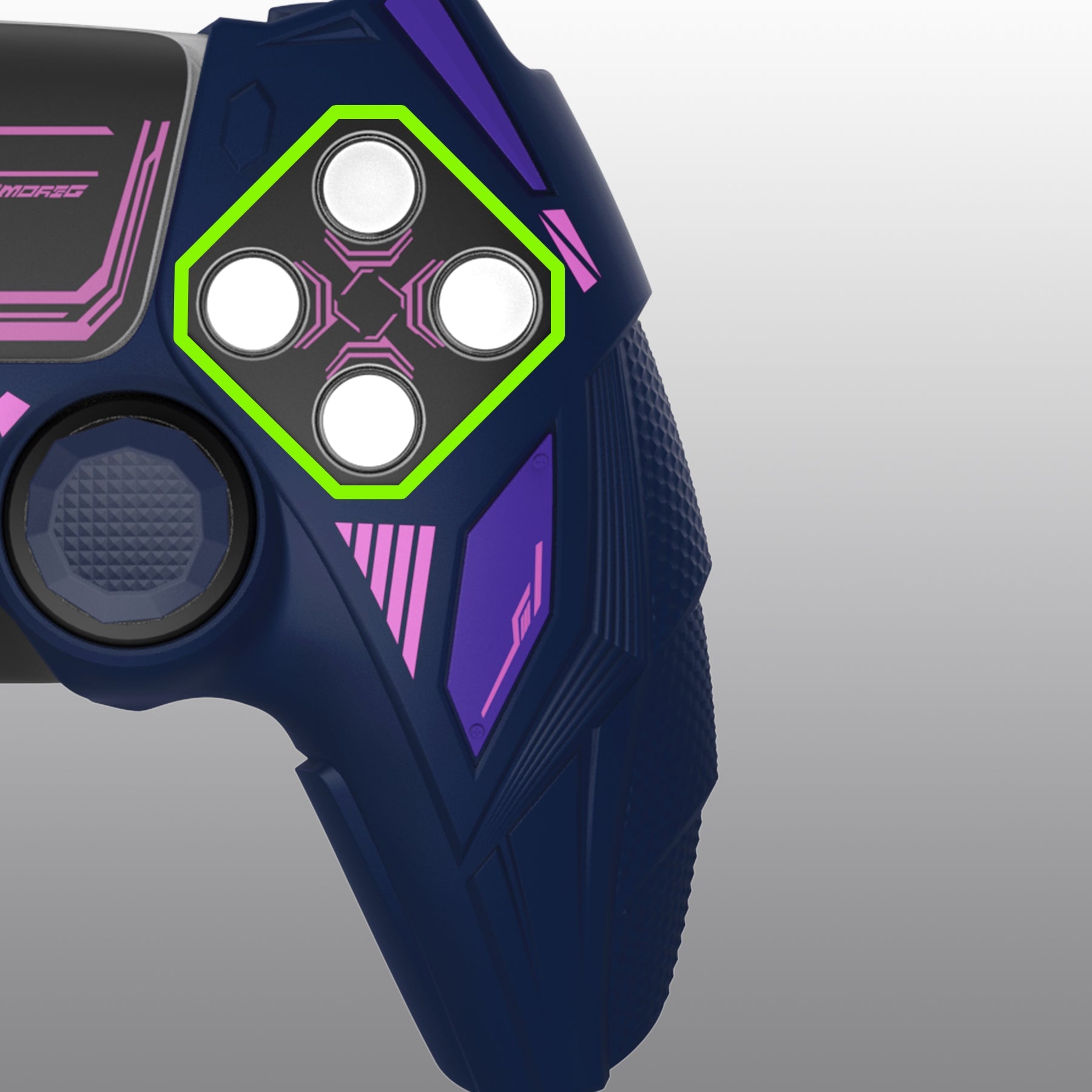 PlayVital Mecha Rhino Silicone Cover for PS5 Controller with Thumb Grips & Stickers, Compatible with Charging Station - Midnight Blue & Purple PlayVital
