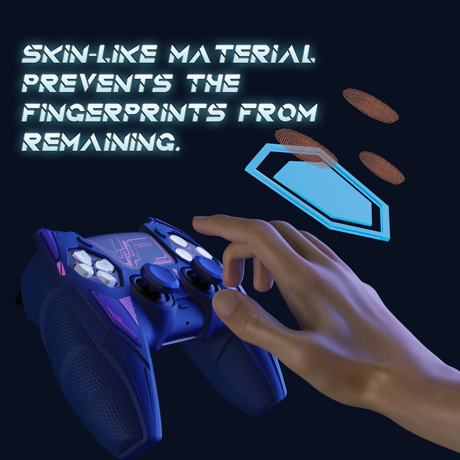 PlayVital Mecha Rhino Silicone Cover for PS5 Controller with Thumb Grips & Stickers, Compatible with Charging Station - Midnight Blue & Purple PlayVital