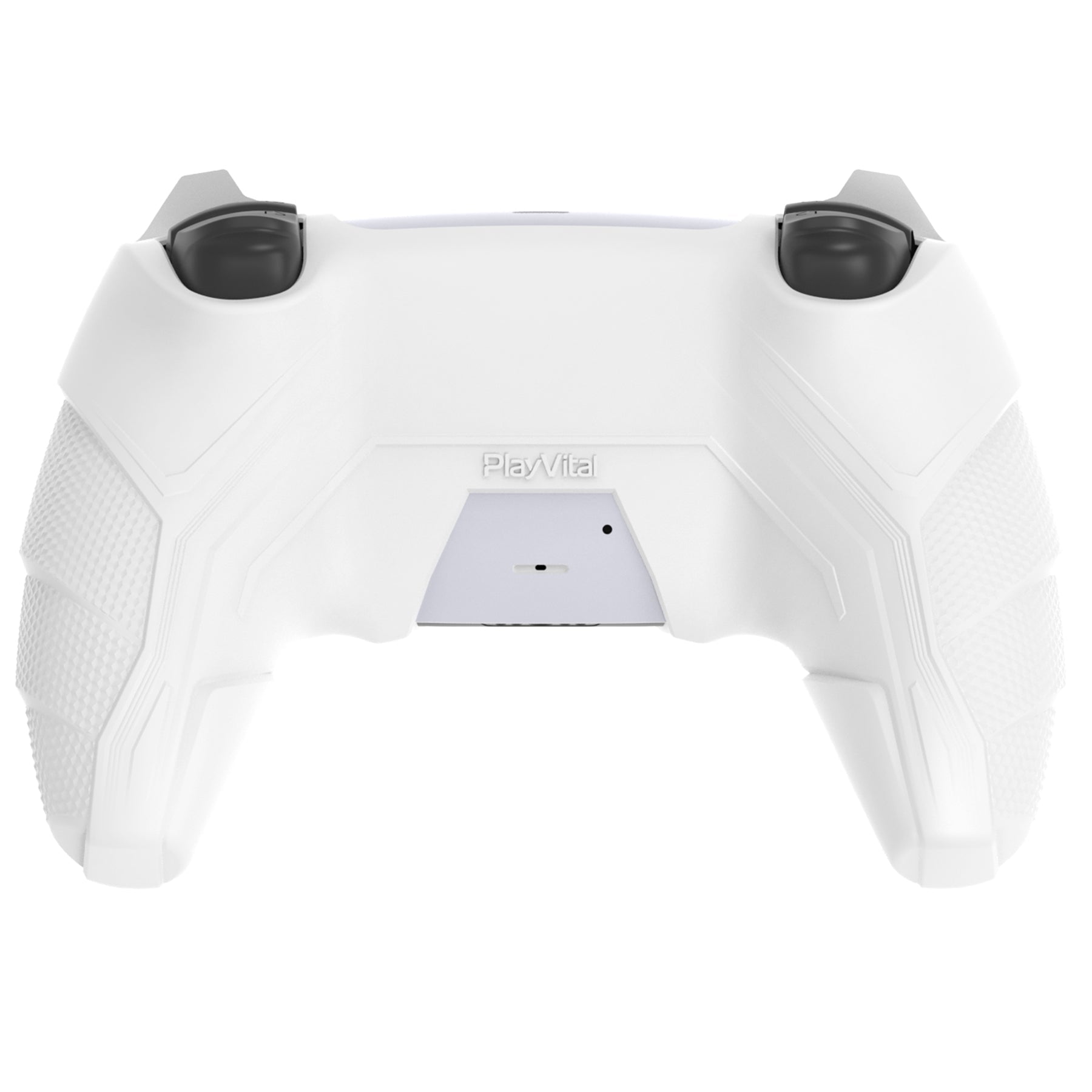 PlayVital Mecha Rhino Silicone Cover for PS5 Controller with Thumb Grips & Stickers, Compatible with Charging Station - White & Light Violet PlayVital