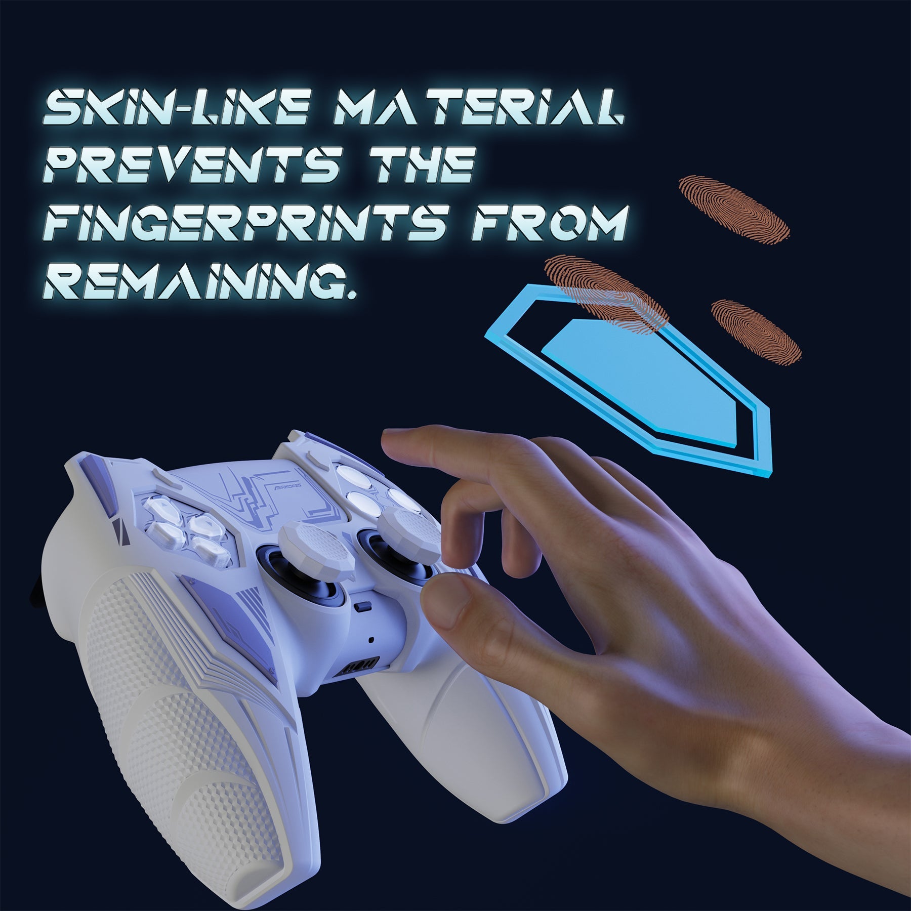 PlayVital Mecha Rhino Silicone Cover for PS5 Controller with Thumb Grips & Stickers, Compatible with Charging Station - White & Light Violet PlayVital