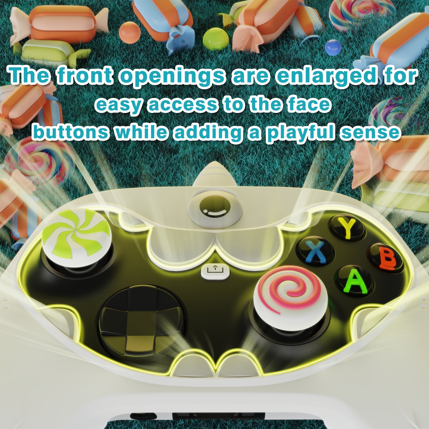 PlayVital MonoEye Monster Cute Silicone Cover for Xbox Series X/S Controller, Includes Joystick Caps and Stickers for Xbox Core Controller Grip Case - White PlayVital
