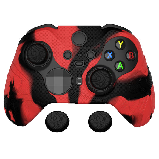 PlayVital Mountain Range Edition Silicone Cover with Thumb Grips for Xbox Elite Series 2 Controller & Xbox Elite Series 2 Core Controller - Red & Black PlayVital