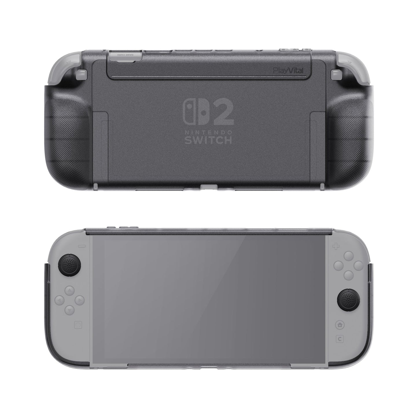 PlayVital PURE Ergonomic TPU Protective Cover with Thumb Grips for Nintendo Switch 2 - Clear Black PlayVital