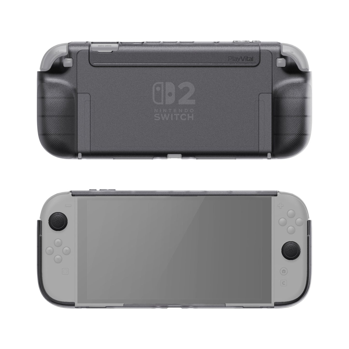 PlayVital PURE Ergonomic TPU Protective Cover with Thumb Grips for Nintendo Switch 2 - Clear Black PlayVital