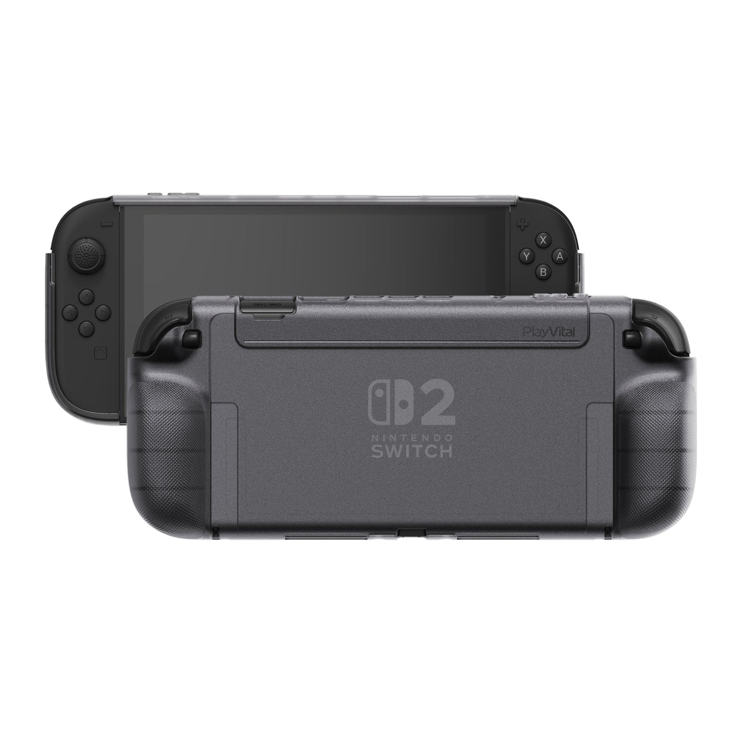 PlayVital PURE Ergonomic TPU Protective Cover with Thumb Grips for Nintendo Switch 2 - Clear Black PlayVital