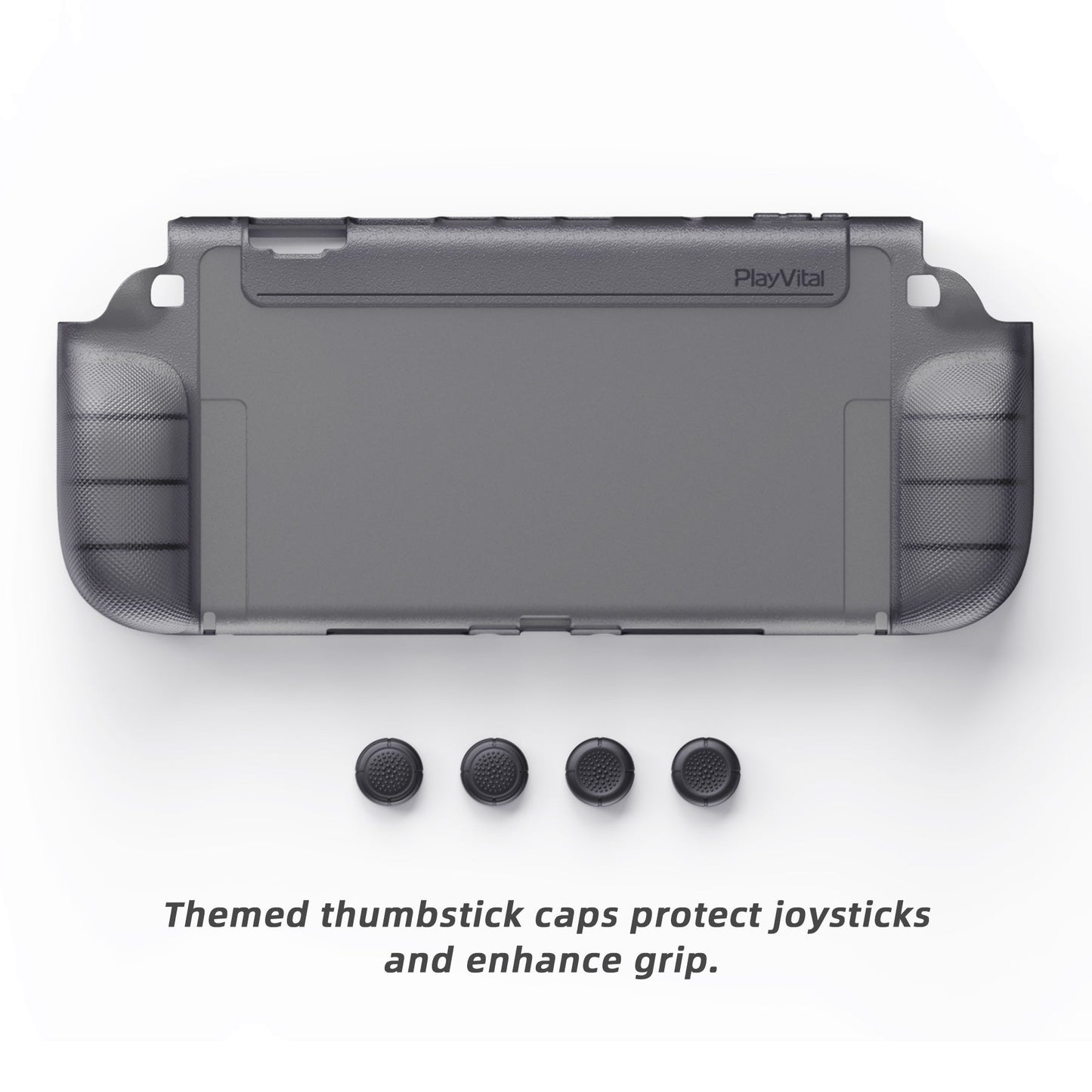 PlayVital PURE Ergonomic TPU Protective Cover with Thumb Grips for Nintendo Switch 2 - Clear Black PlayVital