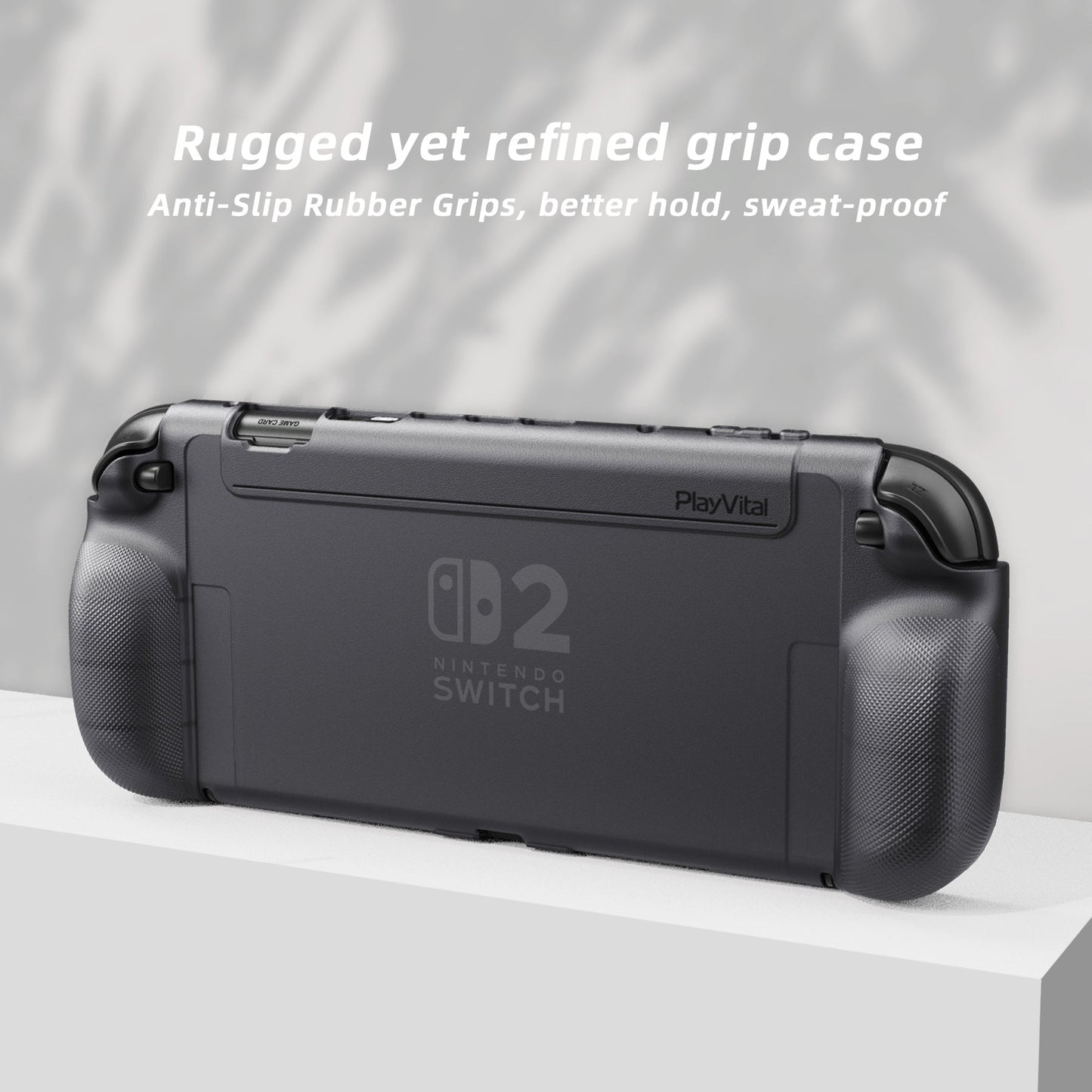 PlayVital PURE Ergonomic TPU Protective Cover with Thumb Grips for Nintendo Switch 2 - Clear Black PlayVital