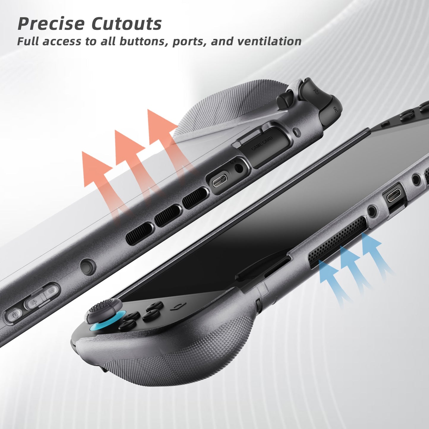 PlayVital PURE Ergonomic TPU Protective Cover with Thumb Grips for Nintendo Switch 2 - Clear Black PlayVital