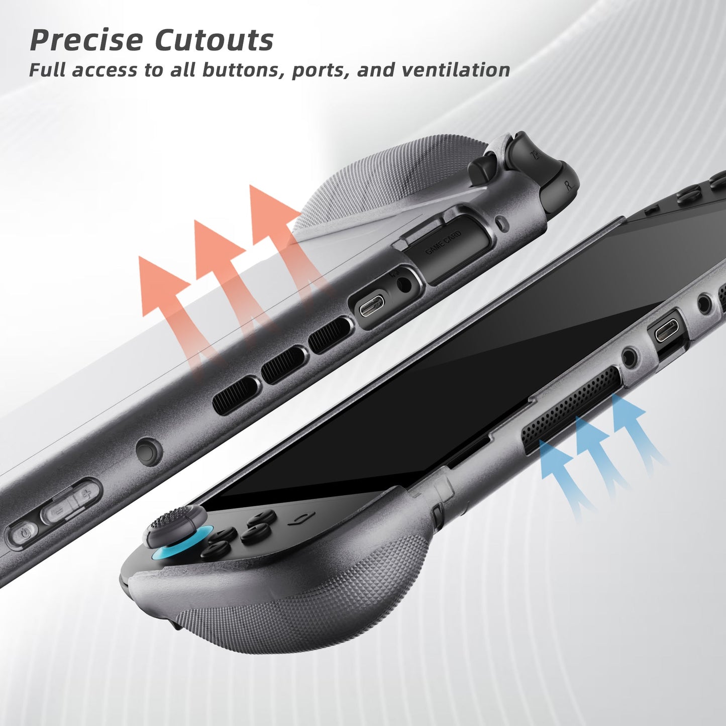 PlayVital PURE Ergonomic TPU Protective Cover with Thumb Grips for Nintendo Switch 2 - Clear Black PlayVital