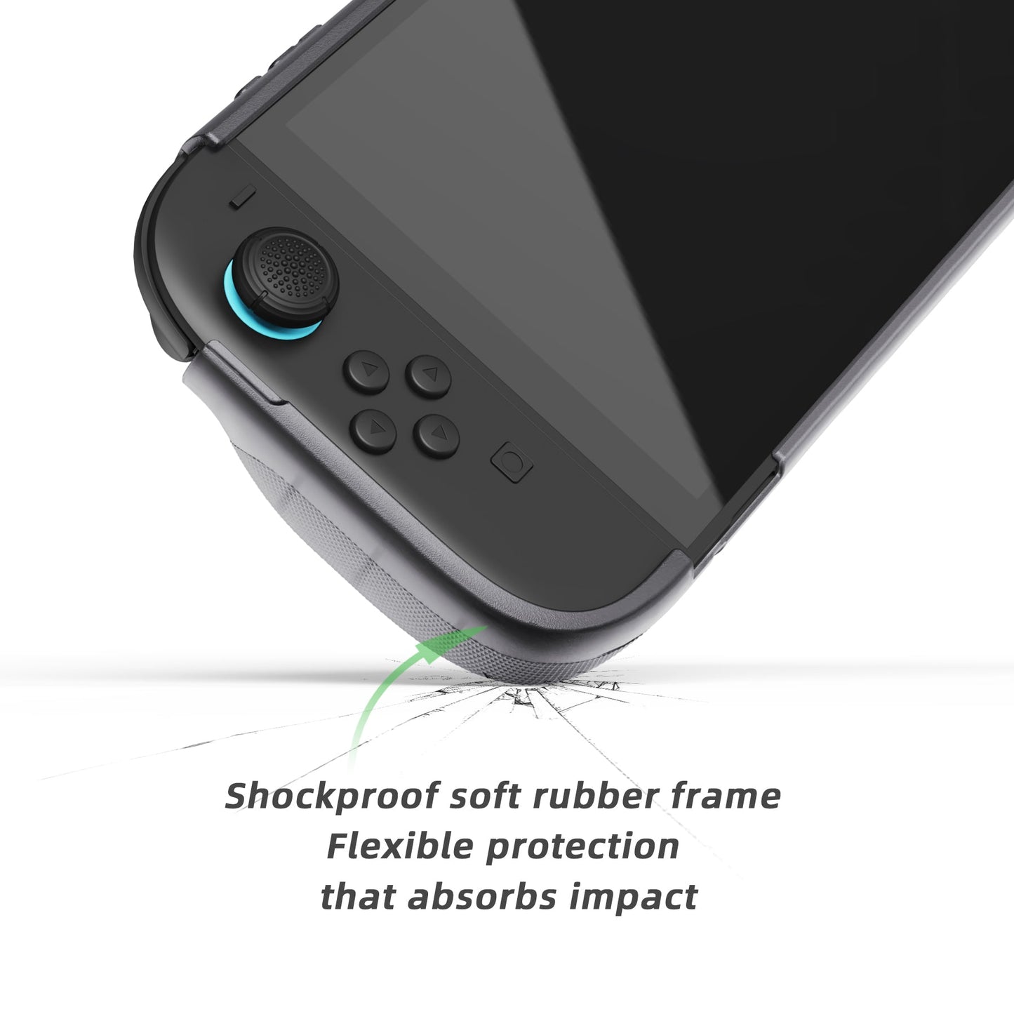 PlayVital PURE Ergonomic TPU Protective Cover with Thumb Grips for Nintendo Switch 2 - Clear Black PlayVital