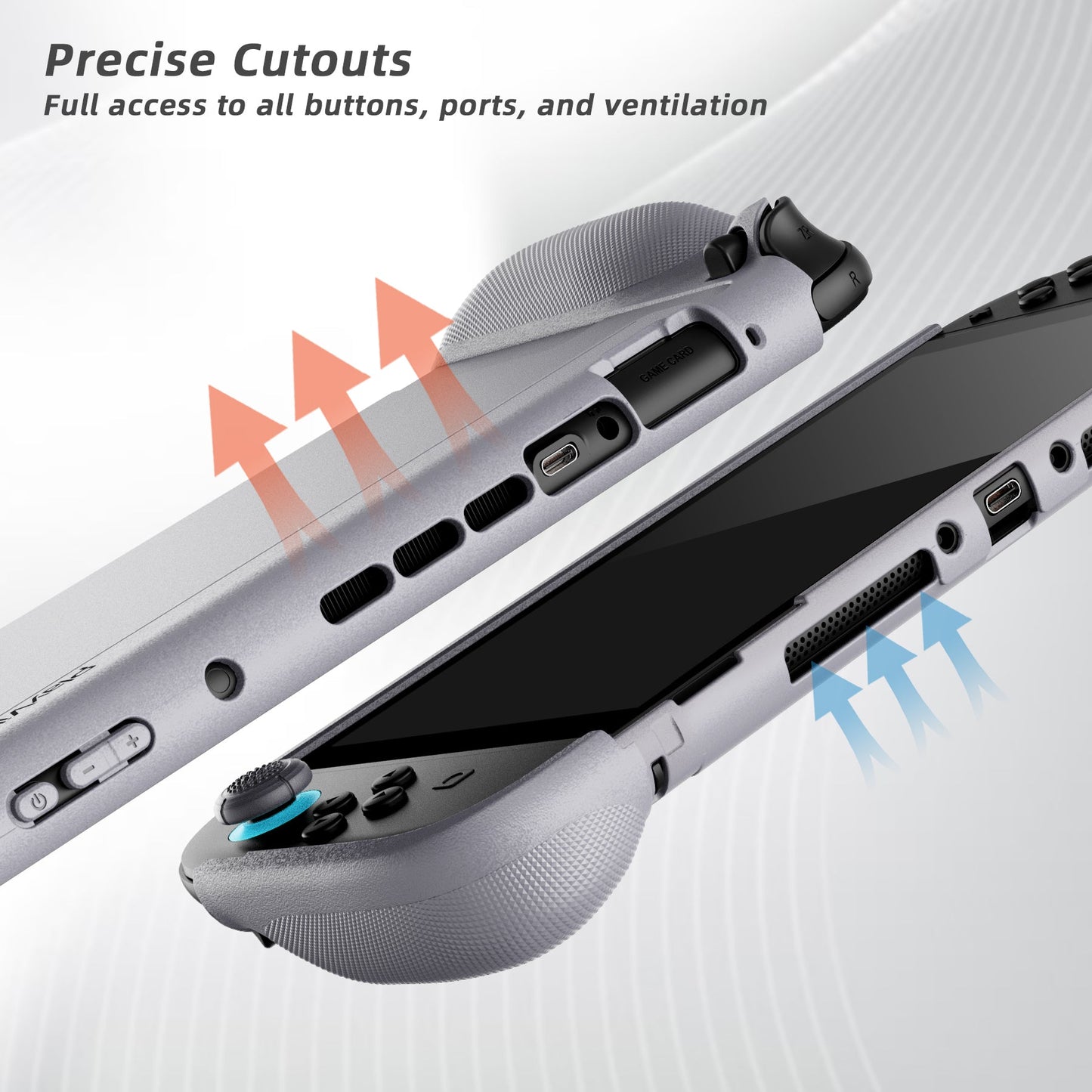 PlayVital PURE Ergonomic TPU Protective Cover with Thumb Grips for Nintendo Switch 2 - New Hope Gray PlayVital