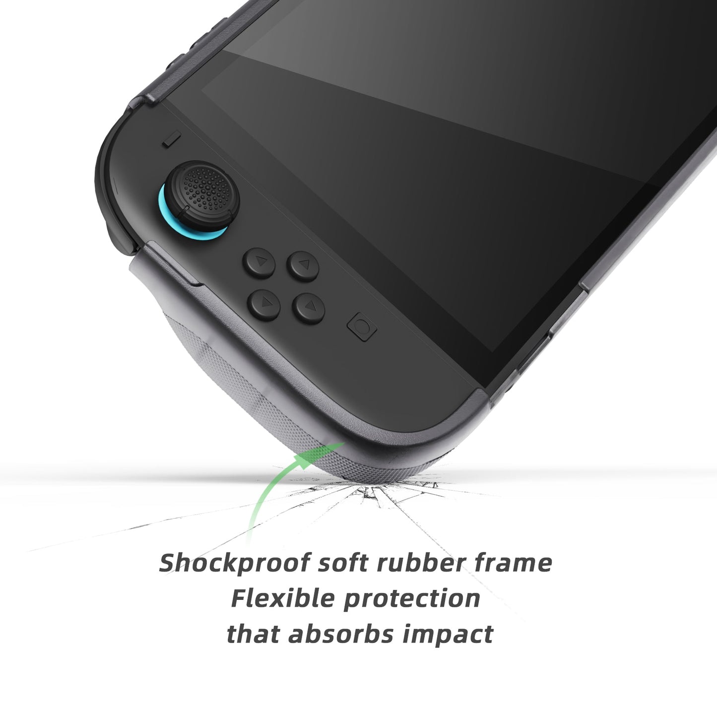 PlayVital PURE Grip Case for Nintendo Switch 2, Shockproof TPU Protective Cover Ergonomic Anti-Slip Grips Design & Thumbstick Caps - Clear Black PlayVital