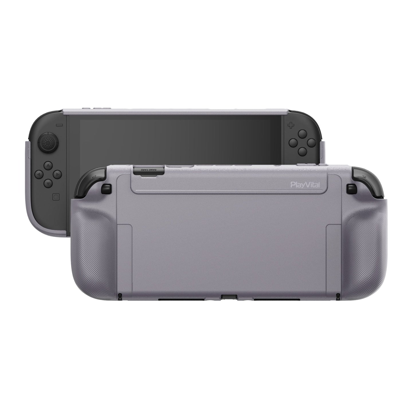 PlayVital PURE Grip Case for Nintendo Switch 2, Shockproof TPU Protective Cover Ergonomic Anti-Slip Grips Design & Thumbstick Caps - New Hope Gray PlayVital