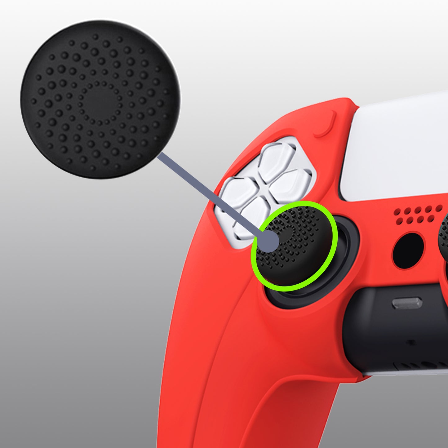 PlayVital Pure Series Dockable Model Anti-Slip Silicone Cover Skin with Thumb Grip Caps for PS5 Wireless Controller - Compatible with Charging Station - Passion Red - EKPFP005 PlayVital