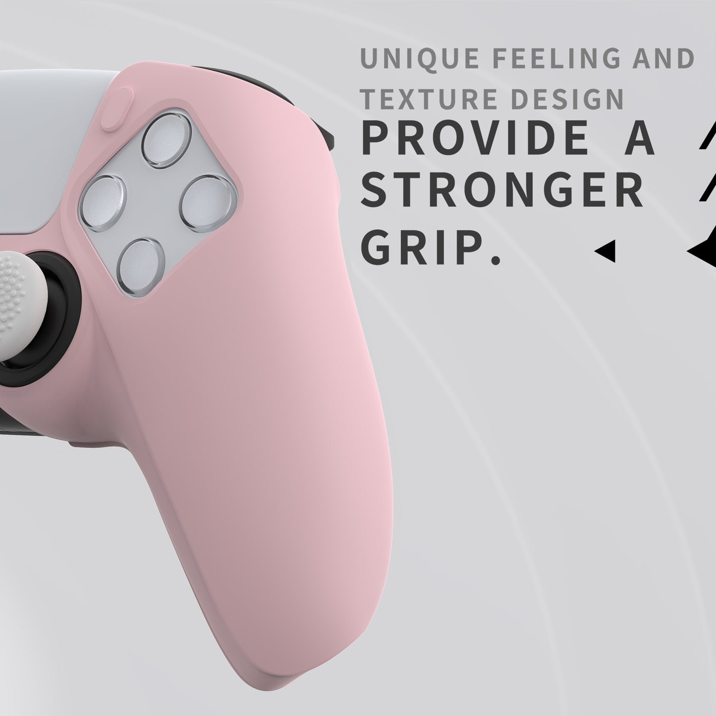 PlayVital Pure Series Dockable Model Anti-Slip Silicone Cover Skin with Thumb Grip Caps for PS5 Wireless Controller - Compatible with Charging Station - Cherry Blossoms Pink - EKPFP007 PlayVital