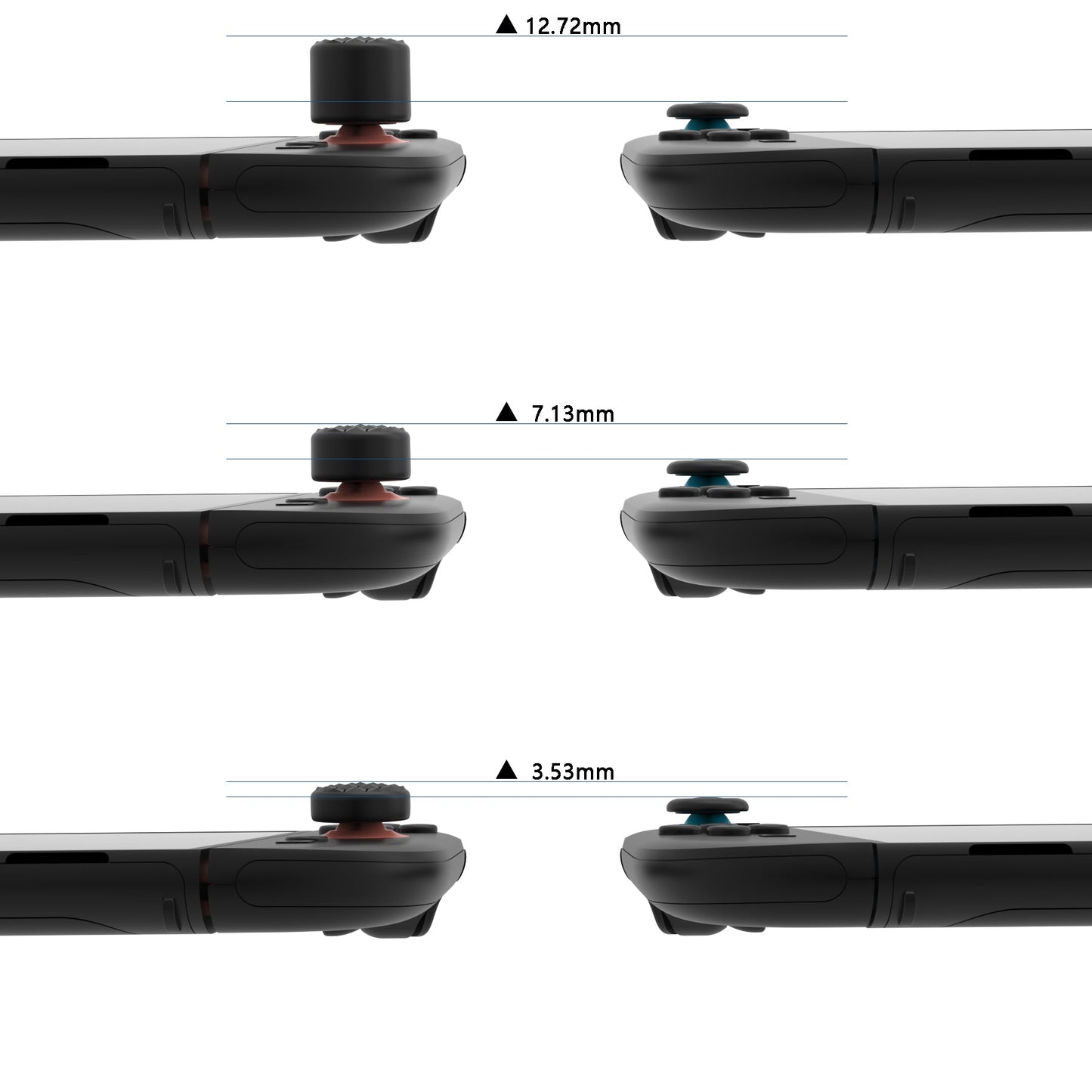 PlayVital QUANTUM Pro Ergonomic Thumbstick Grips for Nintendo Switch 2 (2025) with 3 Height Convex and Concave - Diamond Grain & Crack Bomb Design - Black PlayVital