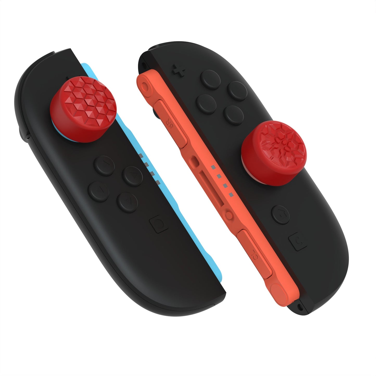 PlayVital QUANTUM Pro Ergonomic Thumbstick Grips for Nintendo Switch 2 (2025) with 3 Height Convex and Concave - Diamond Grain & Crack Bomb Design - Passion Red PlayVital