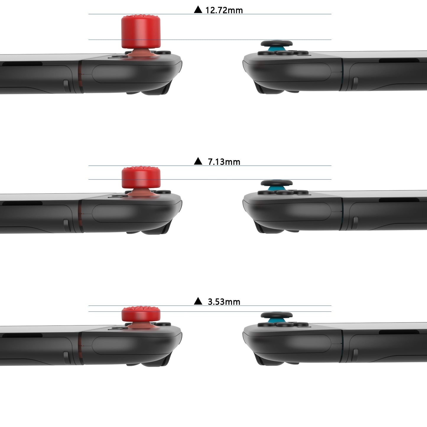PlayVital QUANTUM Pro Ergonomic Thumbstick Grips for Nintendo Switch 2 (2025) with 3 Height Convex and Concave - Diamond Grain & Crack Bomb Design - Passion Red PlayVital